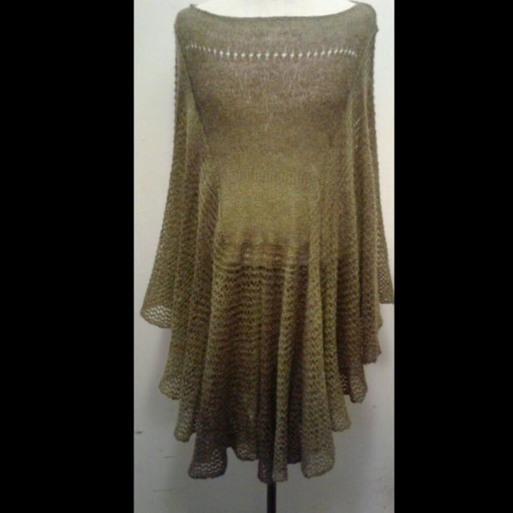 Free People Sweater Lightweight Womens Green Boho  $238 sz Small Medium 4-6 Jrs